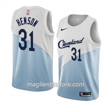 Maglia NBA Cleveland Cavaliers John Henson 31 2018-19 Nike Blu Bianco Swingman - Uomo
